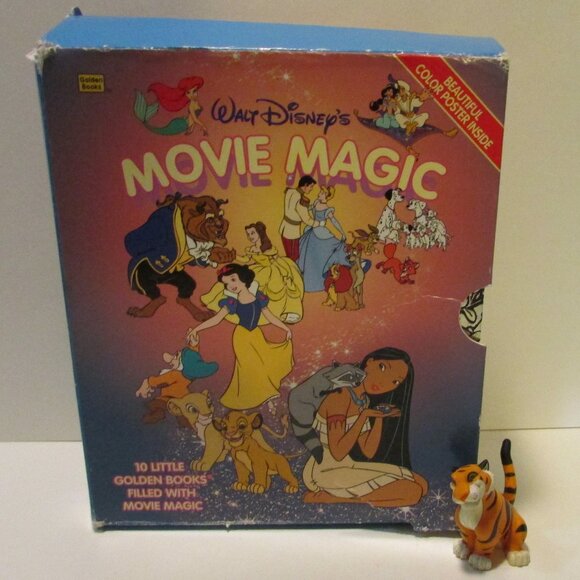 vintage Walt Disney Movie Magic box set 10 Golden Bookss with Rajah figure - Picture 12 of 16